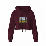 Wheat Field with Cypresses Crop Hoodie — Bordo — Görsel 1