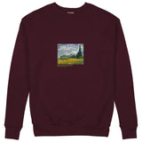 Wheat Field with Cypresses Sweatshirt — Bordo — Görsel 1