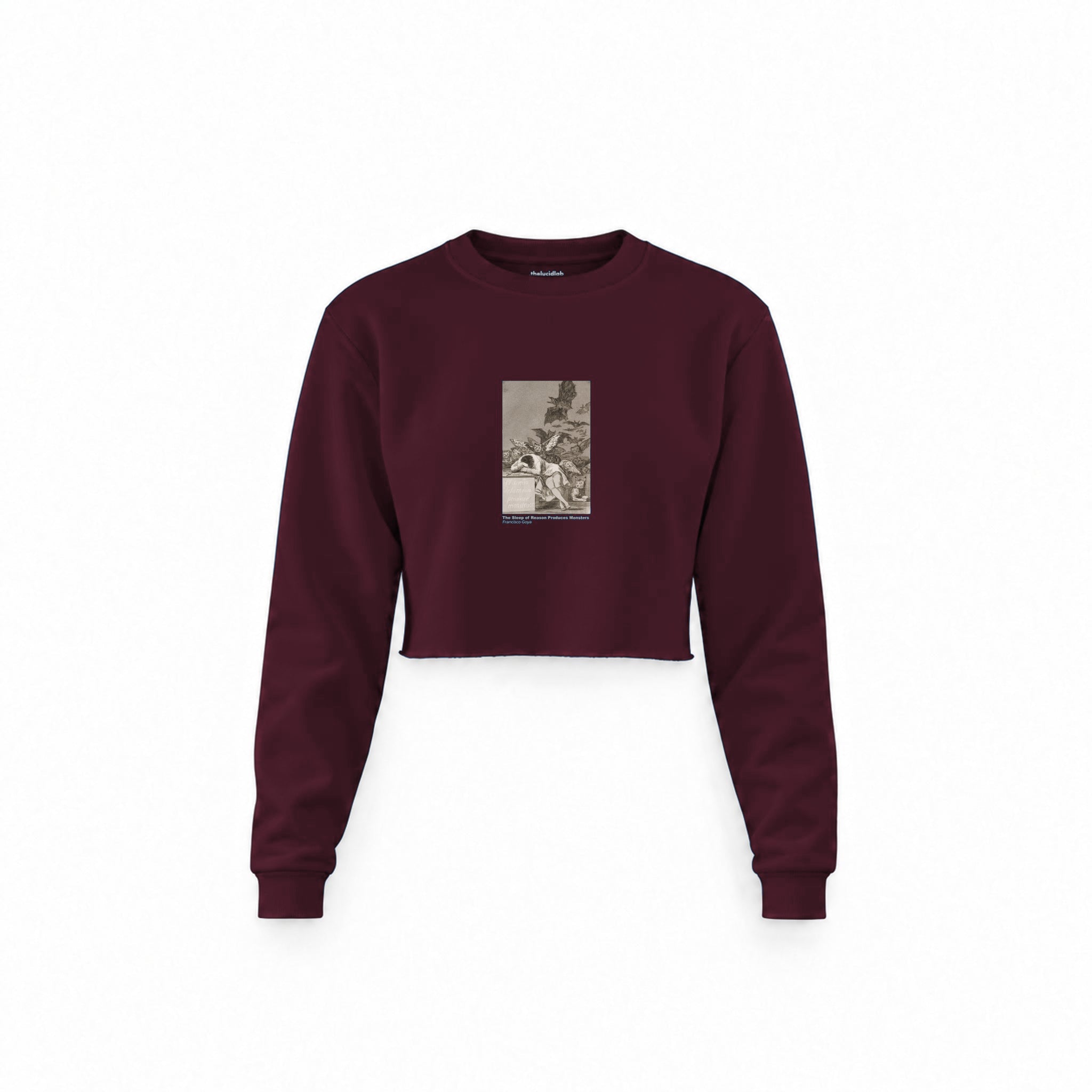 The Sleep of Reason Produces Monsters Crop Sweatshirt — Bordo — Görsel 1