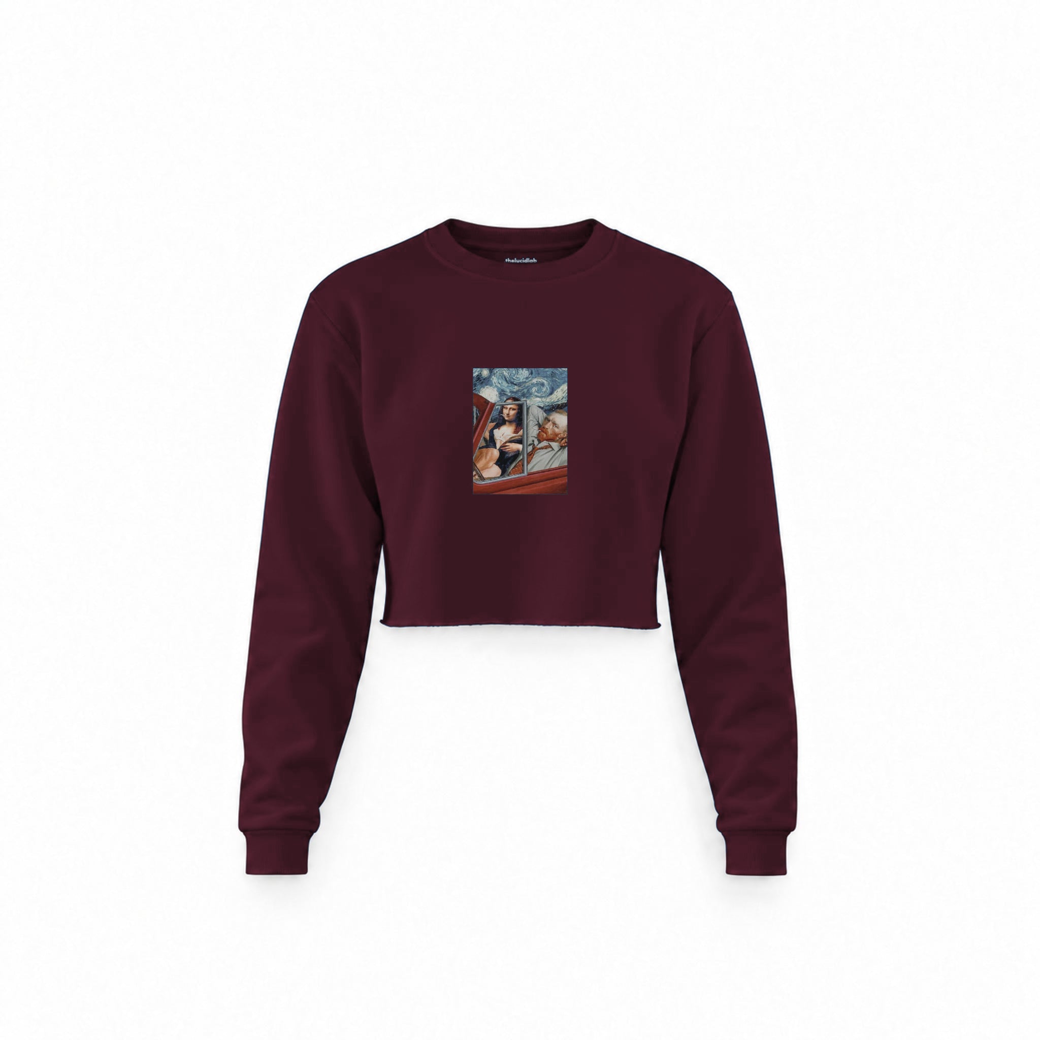 Mona and van Gogh's Secret Crop Sweatshirt — Bordo — Görsel 1