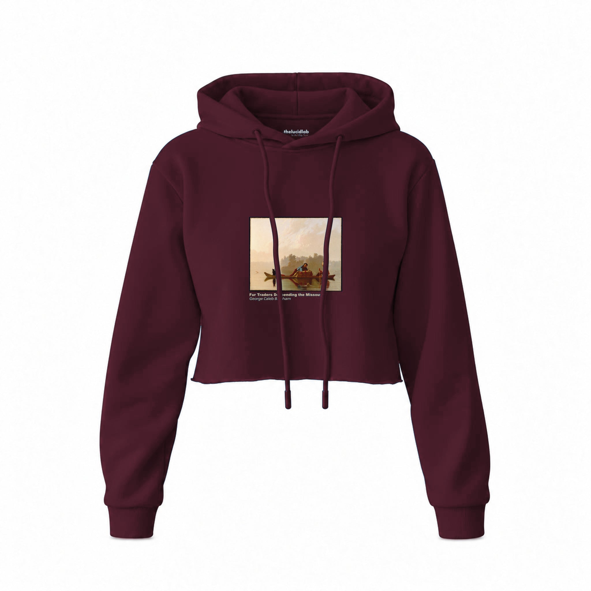 Fur Traders Descending the Missouri Crop Hoodie — Bordo — Görsel 1