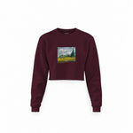 Wheat Field with Cypresses Crop Sweatshirt — Bordo — Görsel 1