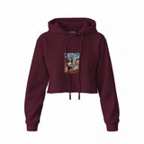 Mona and van Gogh's Secret Crop Hoodie — Bordo — Görsel 1