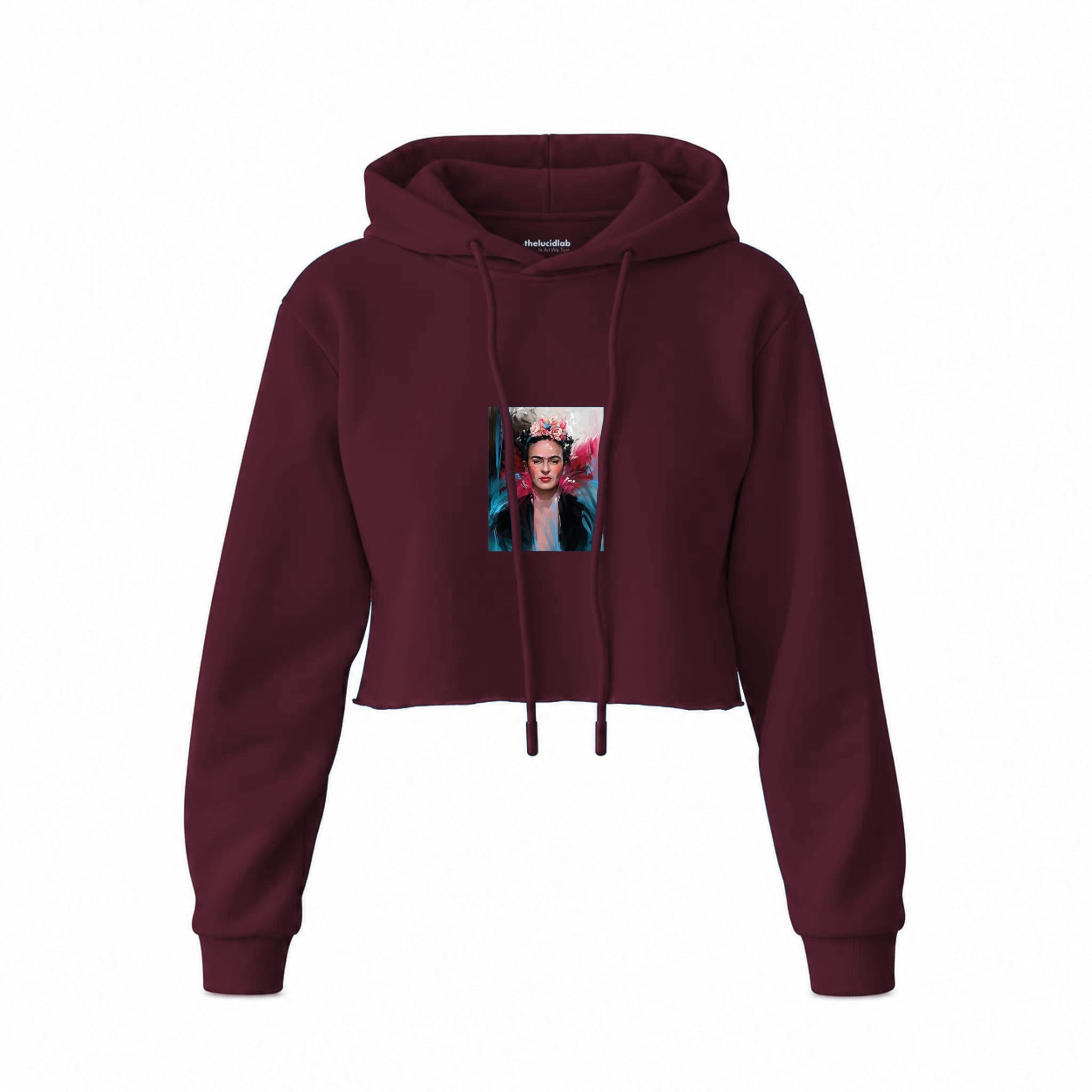 Frida Crop Hoodie — Bordo — Görsel 1