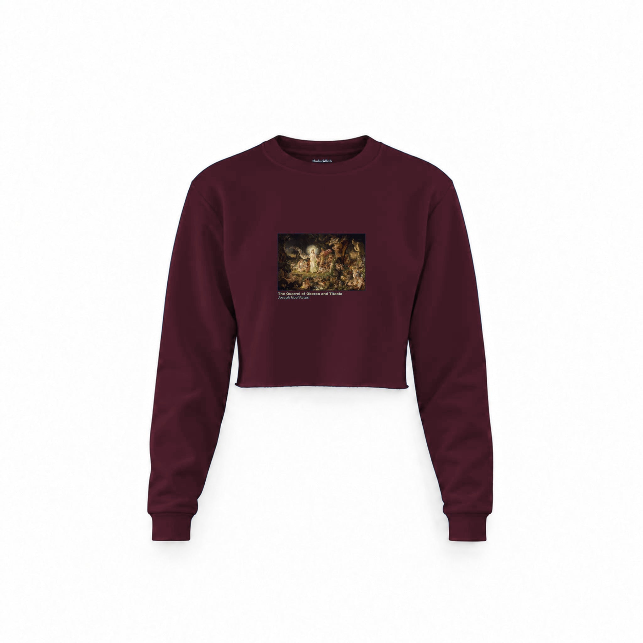The Quarrel of Oberon and Titania Crop Sweatshirt — Bordo — Görsel 1