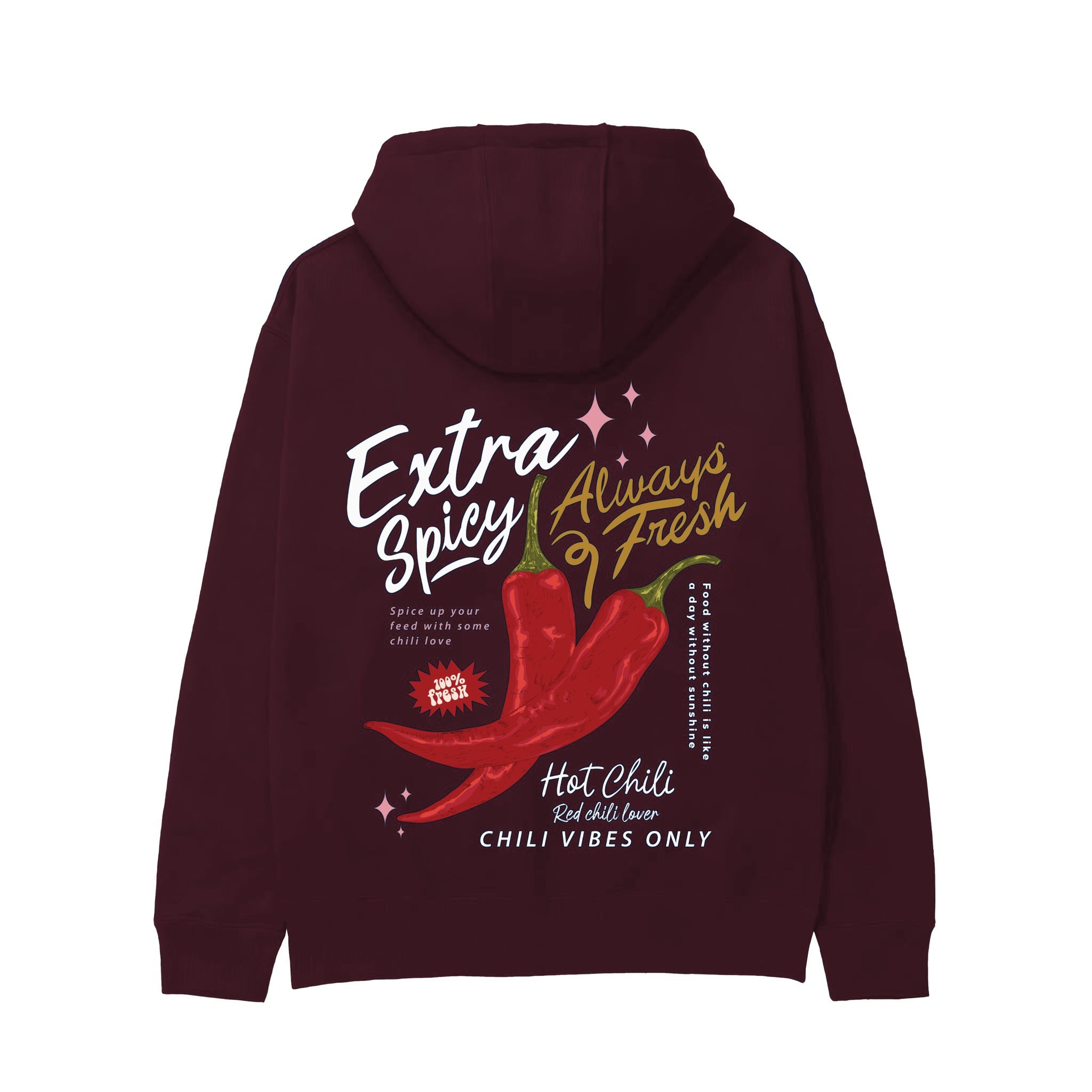 Chili Vibes Only Hoodie — Bordo — Görsel 1