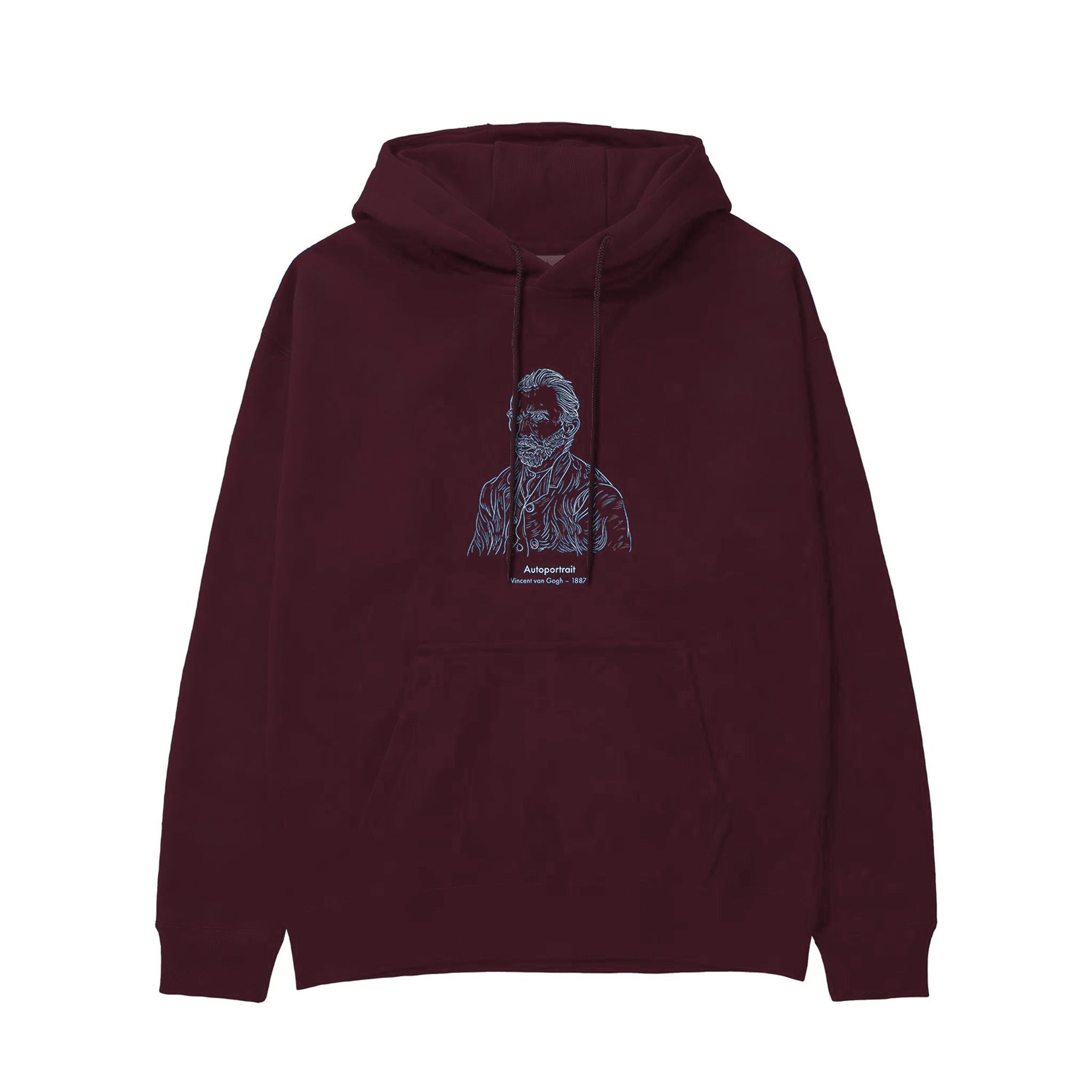 Vincent Van Gogh Autoportrait 1887 Hoodie — Bordo — Görsel 1