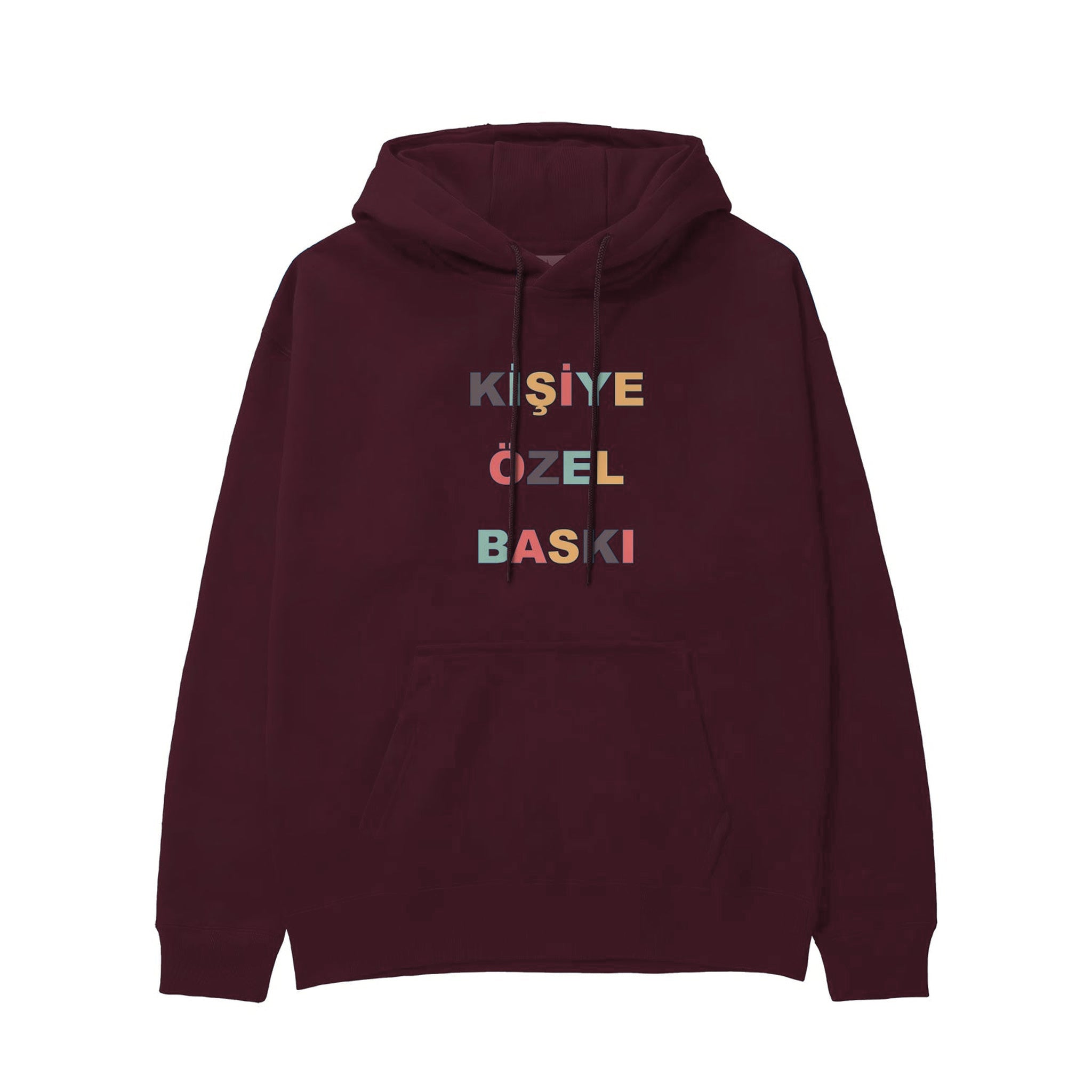 Kişiye Özel Baskılı Hoodie — Bordo — Görsel 1