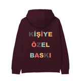 Kişiye Özel Baskılı Hoodie — Bordo — Görsel 2