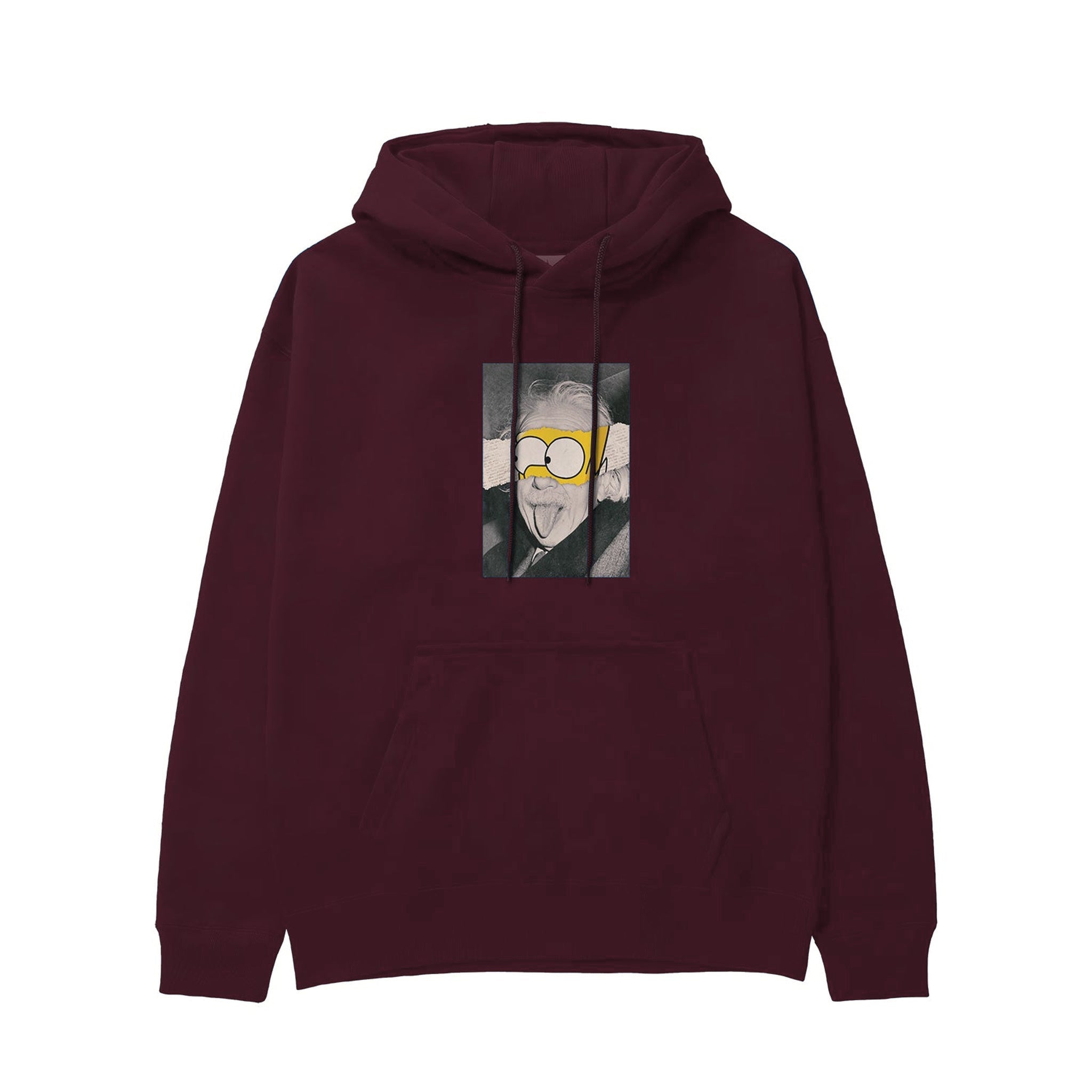 Albert Einstein / Homer Simpson Hoodie — Bordo — Görsel 1