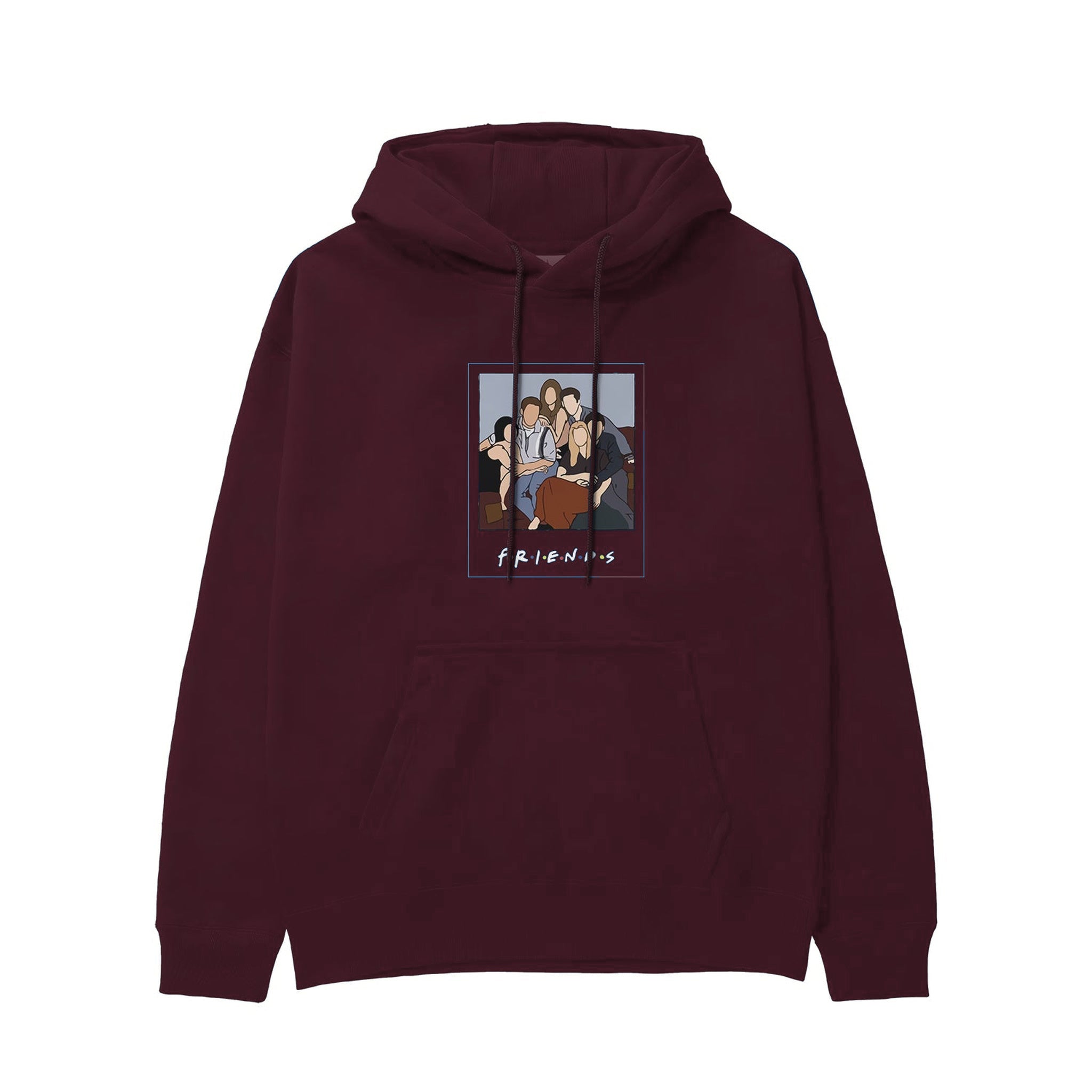 Friends Silüetli Hoodie — Bordo — Görsel 1