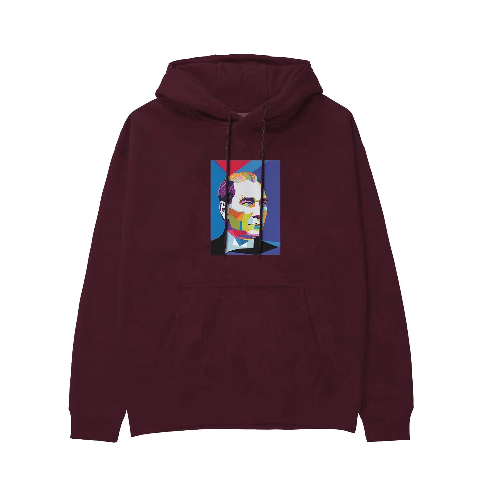 Atatürk Pop Art Hoodie — Bordo — Görsel 1