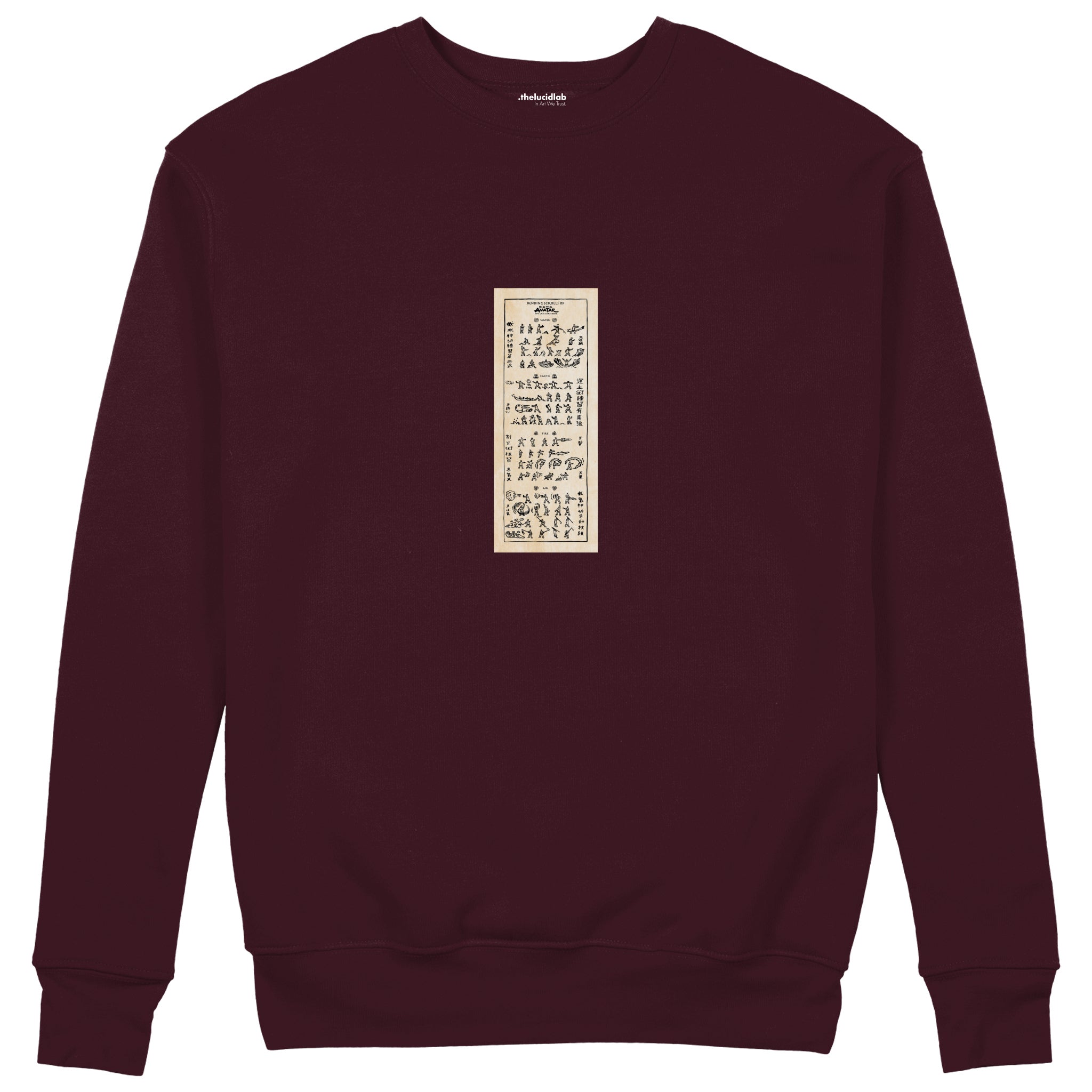 Avatar The Last Airbender Bending Scrolls Sweatshirt — Bordo — Ön
