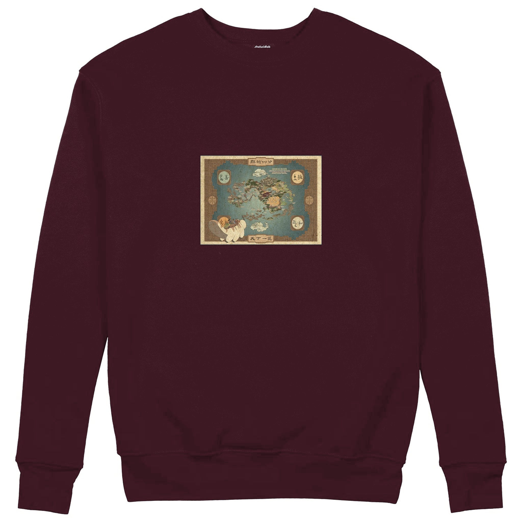 Avatar The Last Airbender Map Sweatshirt — Bordo — Görsel 1