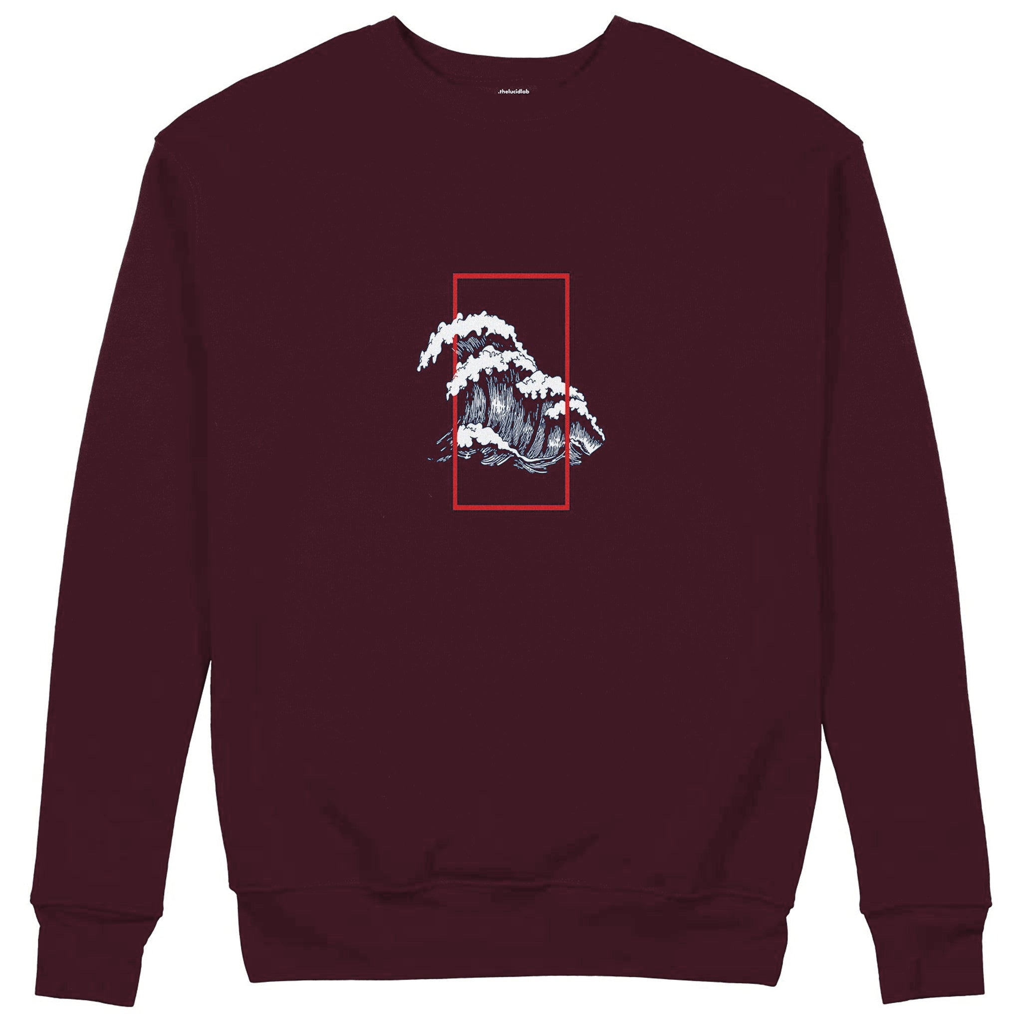 Perspektif Kanagawa Dalgası Sweatshirt — Bordo — Görsel 1