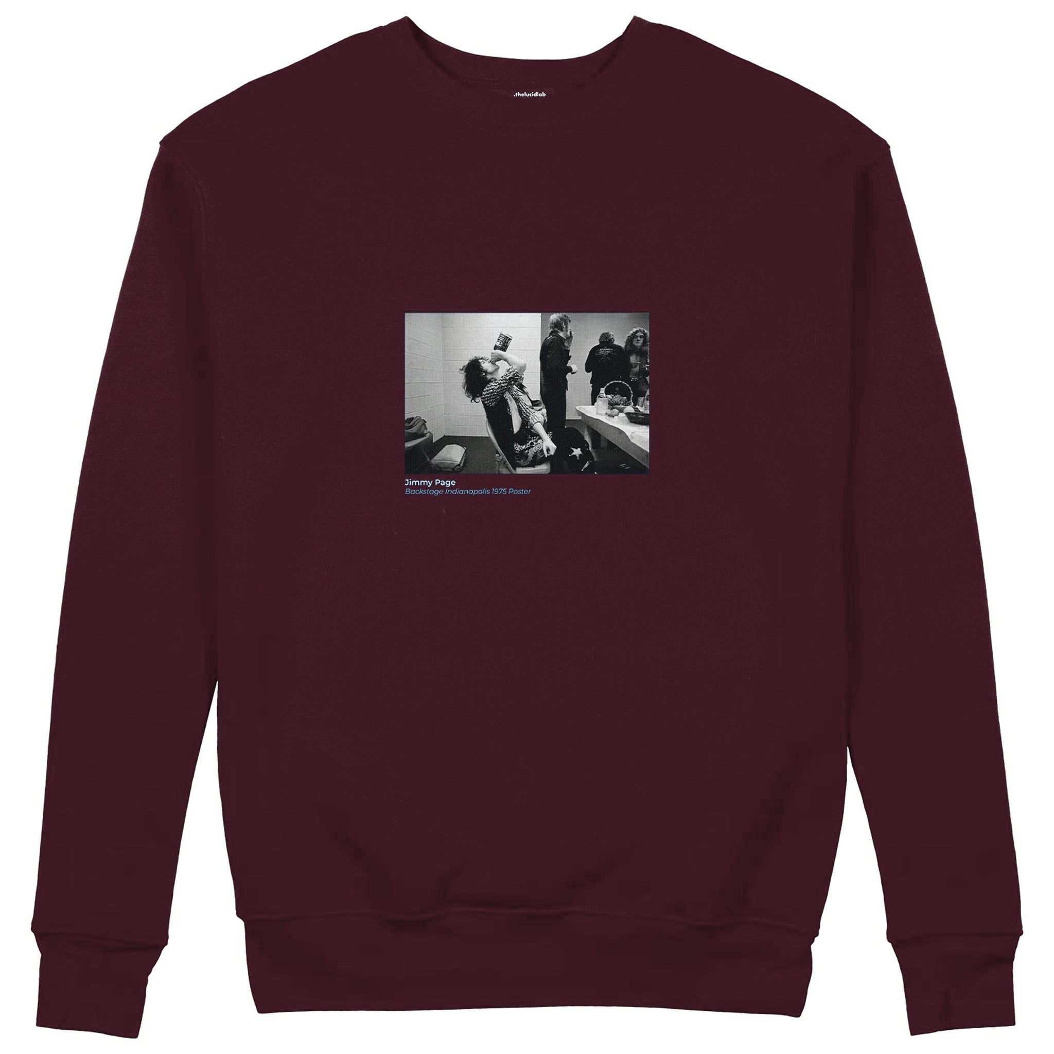 Jimmy Page Backstage Indianapolis 1975 Sweatshirt — Bordo — Görsel 1