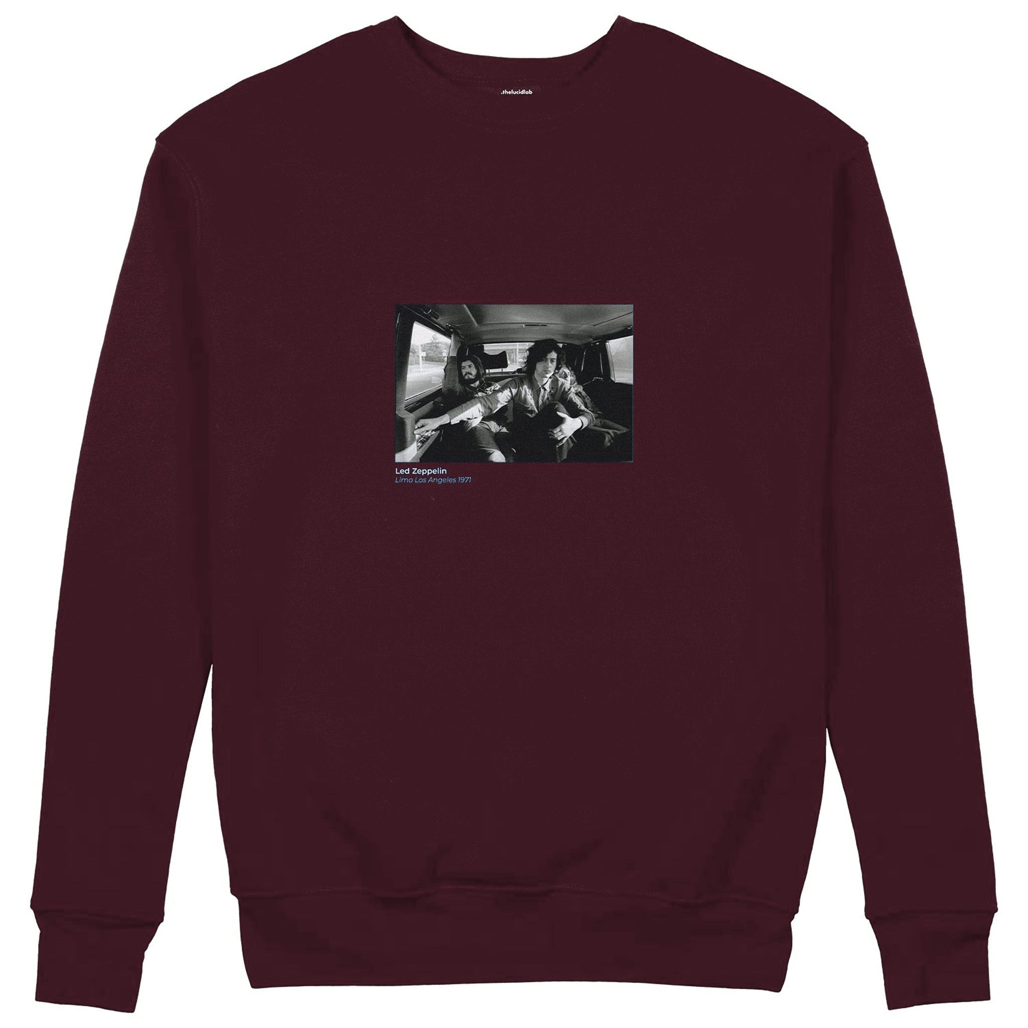 Led Zeppelin Limo Los Angeles 1971 Sweatshirt — Bordo — Görsel 1