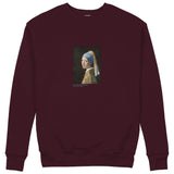 İnci Küpeli Kız Sweatshirt — Bordo — Görsel 1