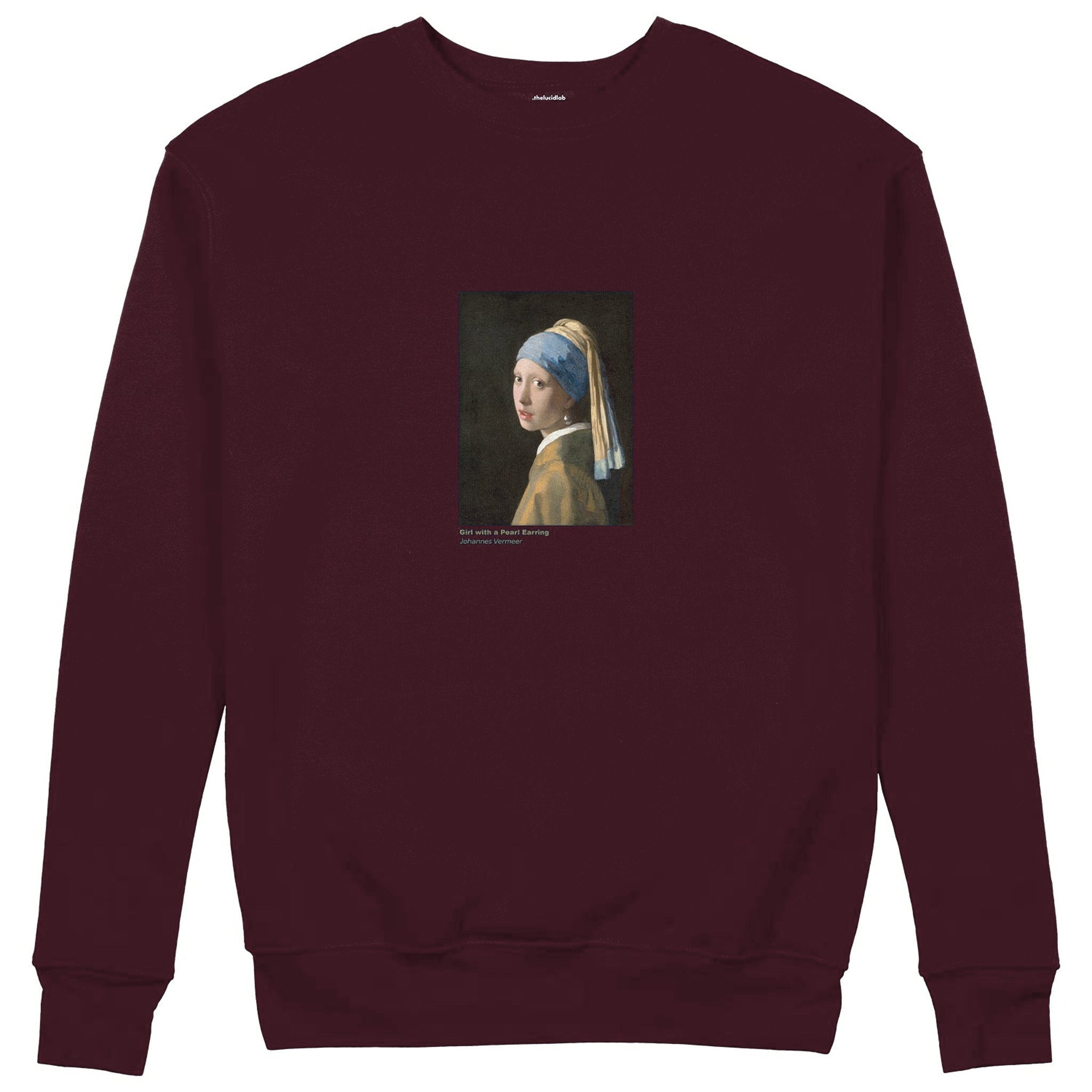 İnci Küpeli Kız Sweatshirt — Bordo — Görsel 1