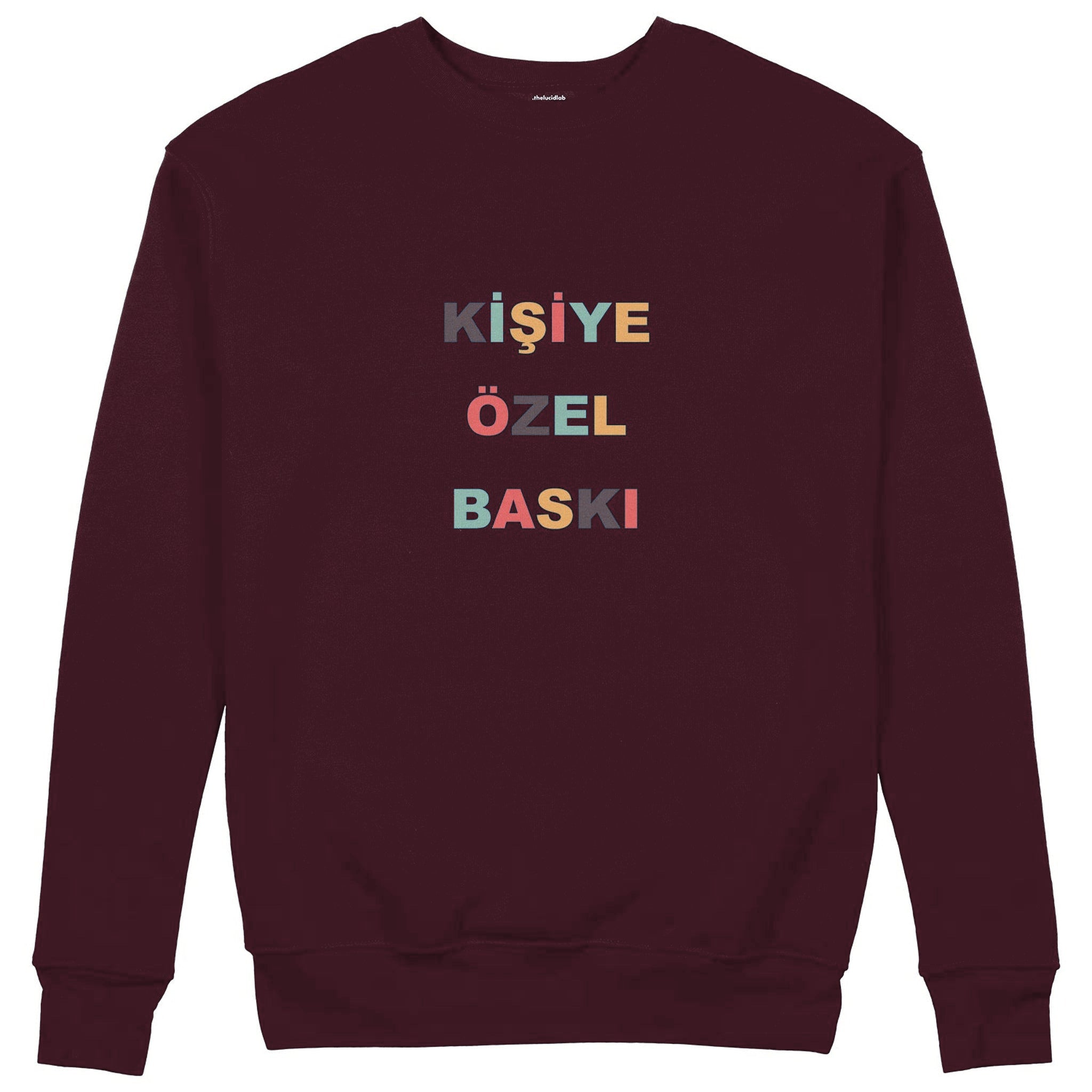 Kişiye Özel Baskılı Sweatshirt — Bordo — Görsel 1
