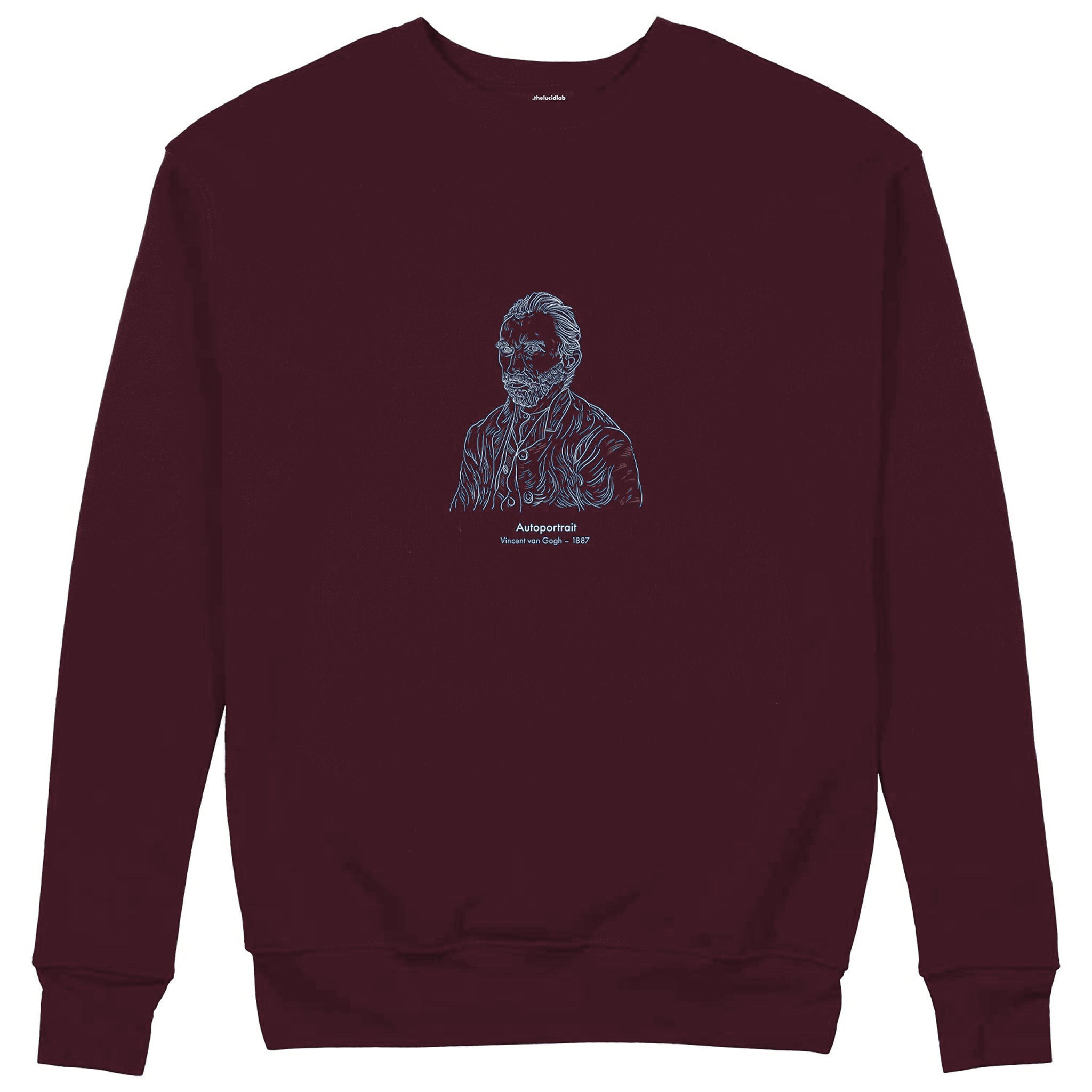 Vincent Van Gogh Autoportrait 1887 Sweatshirt — Bordo — Görsel 1