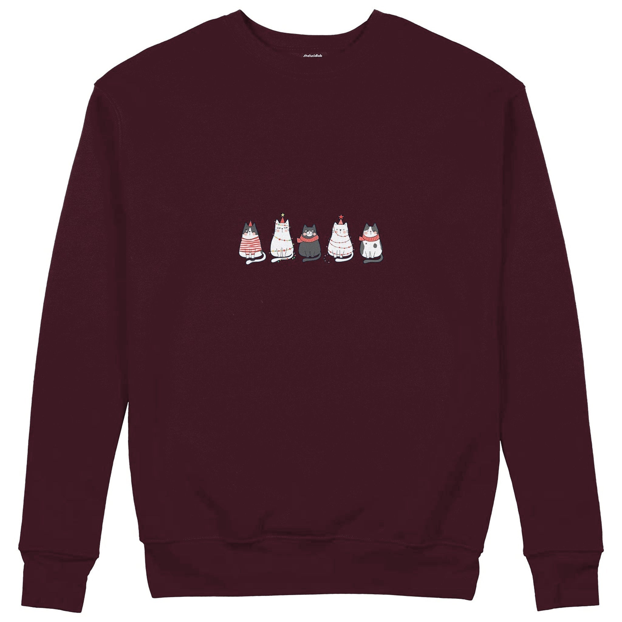 Christmas Kitty Parade Sweatshirt — Bordo — Görsel 1