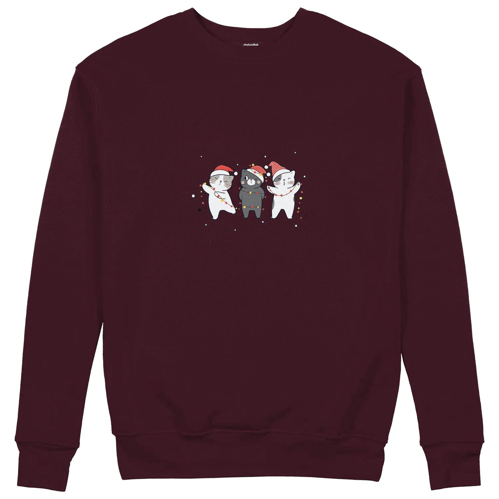Tangled Christmas Cats Sweatshirt — Bordo — Görsel 1