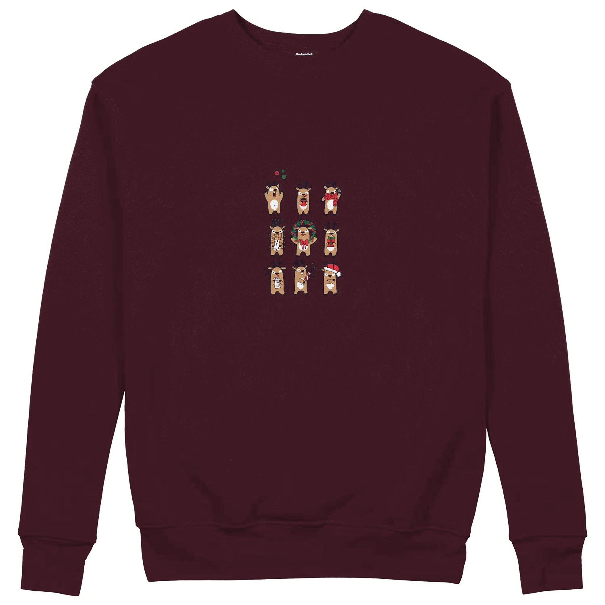 Christmas Reindeer Crew Sweatshirt — Bordo — Görsel 1