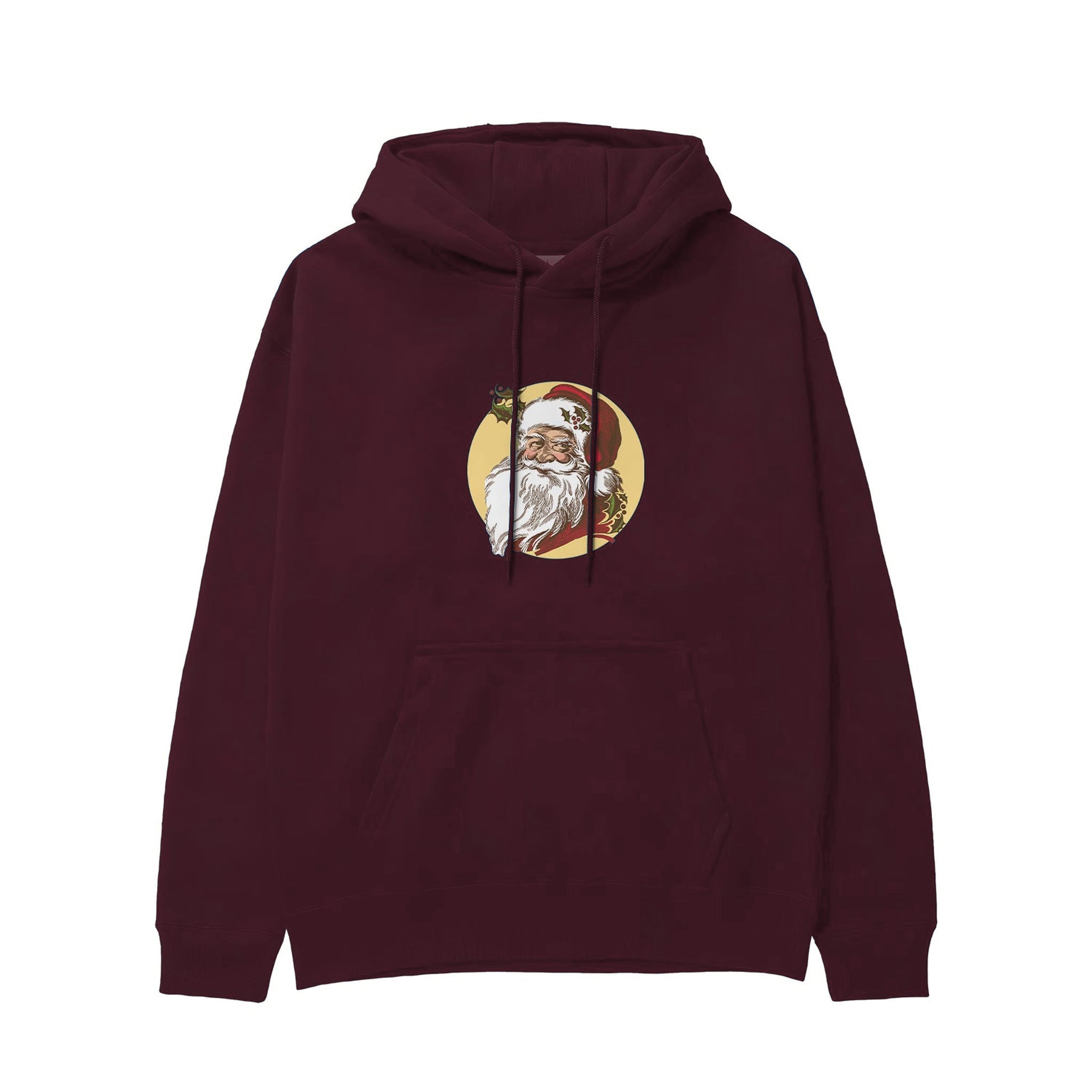 Vintage Santa Portrait Hoodie — Bordo — Görsel 1