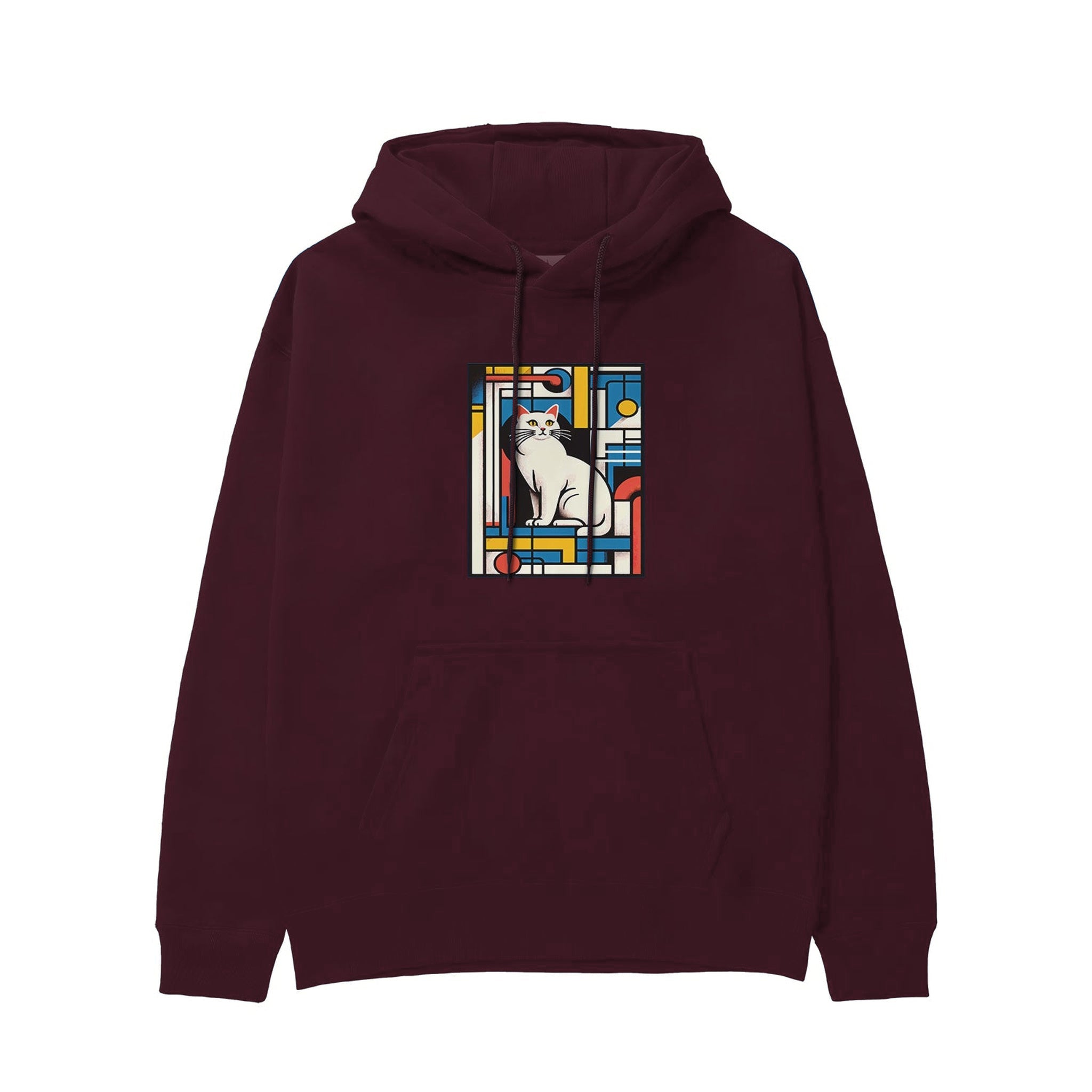 Bauhaus Cat Hoodie — Bordo — Görsel 1