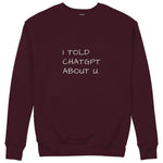 I Told ChatGPT About U Sweatshirt — Bordo — Görsel 1