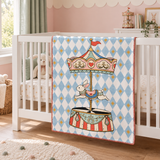 Bunny Carousel Polar Bebek Battaniyesi – beşikte görünüm