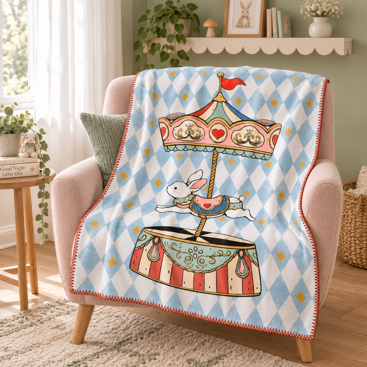 Bunny Carousel Polar Bebek Battaniyesi – okuma köşesi