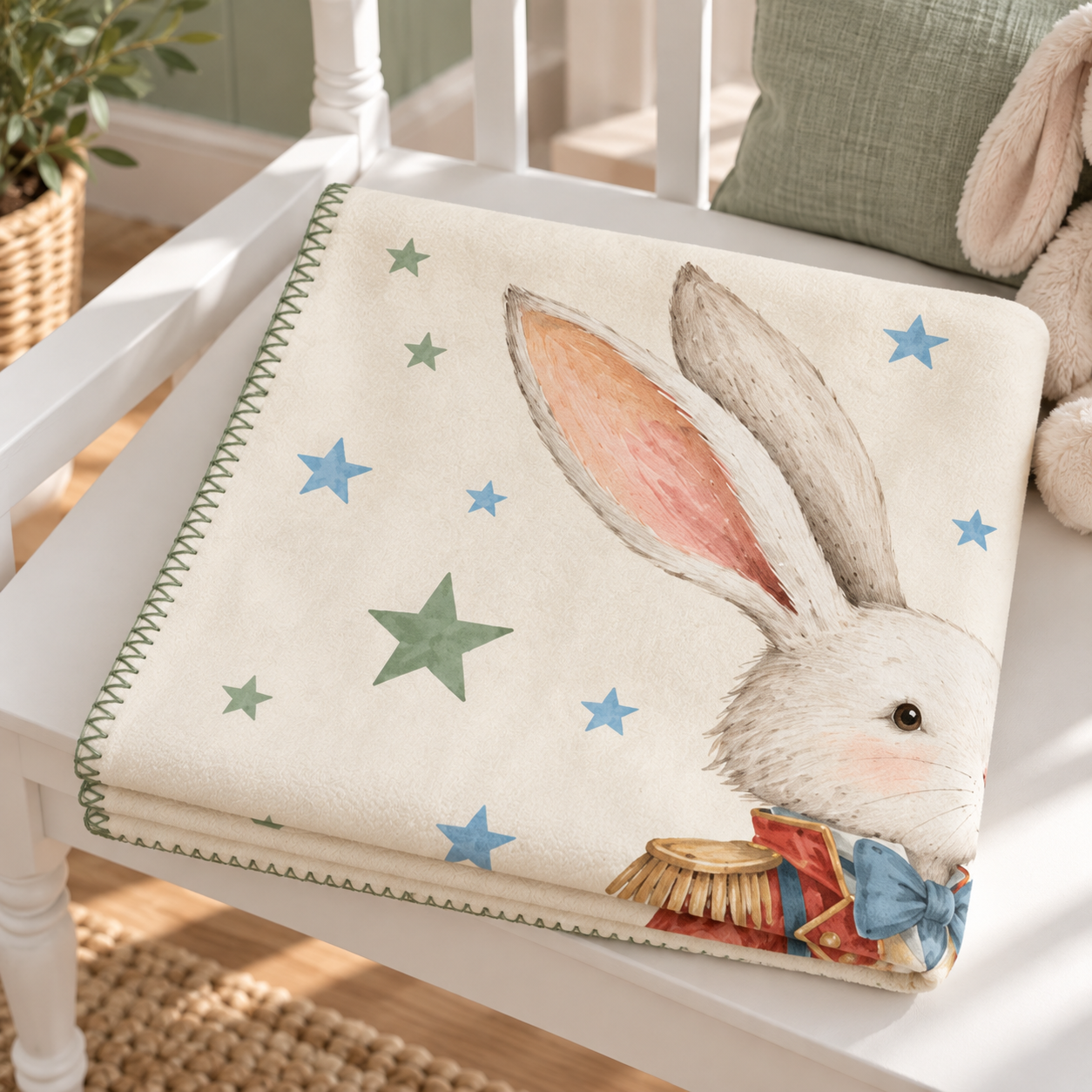 Bunny Drummer Polar Bebek Battaniyesi — Katlı görünüm