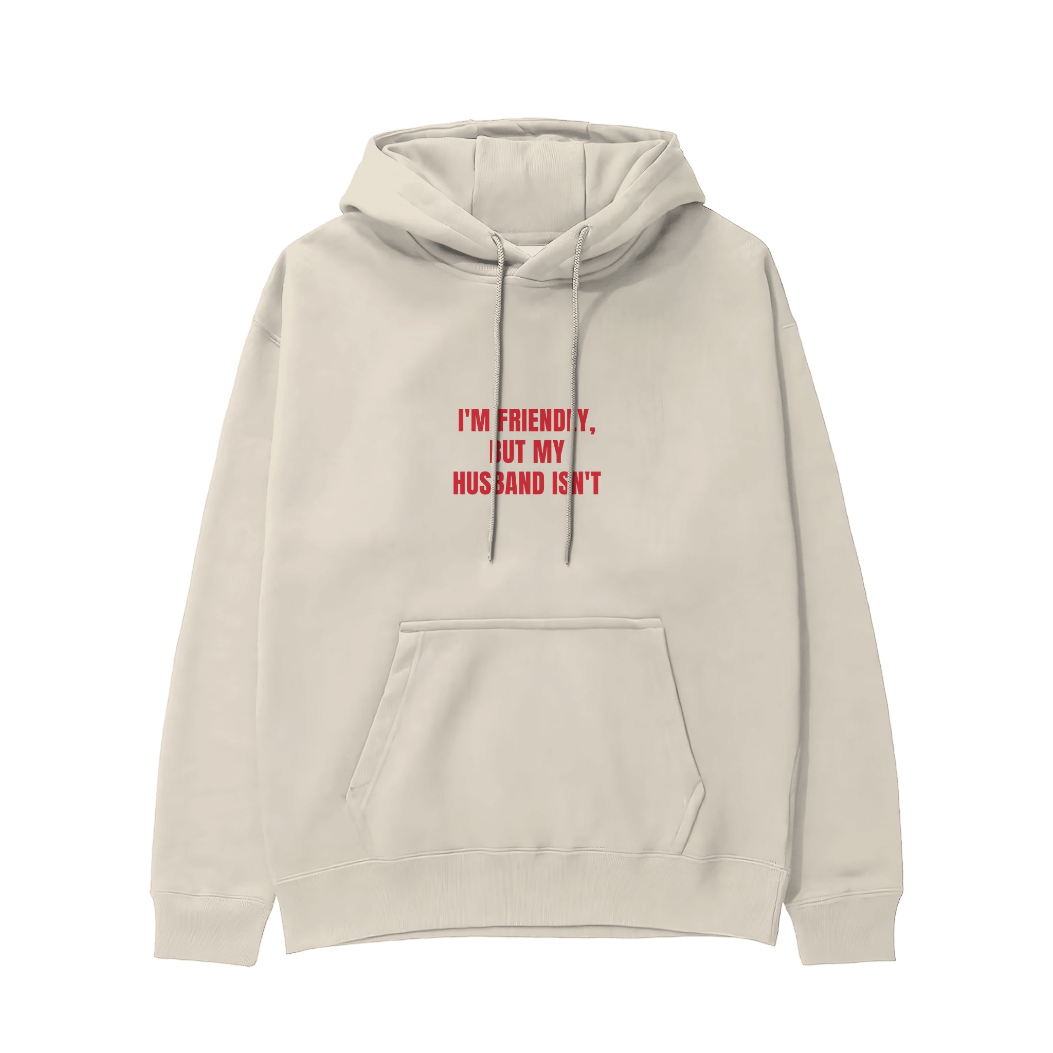 But My Husband Hoodie - Krem - ön görünüm
