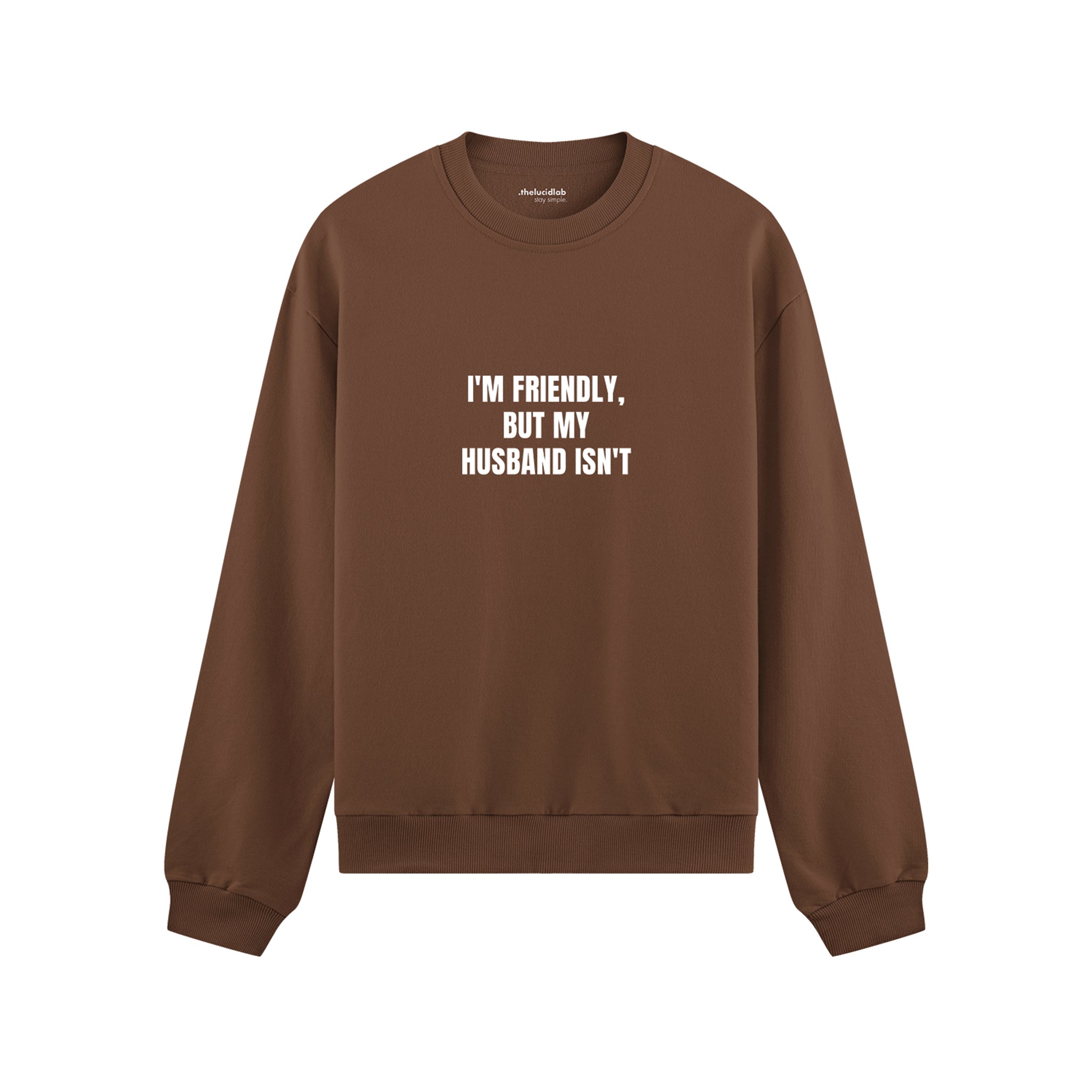 But My Husband Oversize Sweatshirt - Kahverengi - ön görünüm