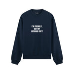But My Husband Oversize Sweatshirt - Lacivert - ön görünüm