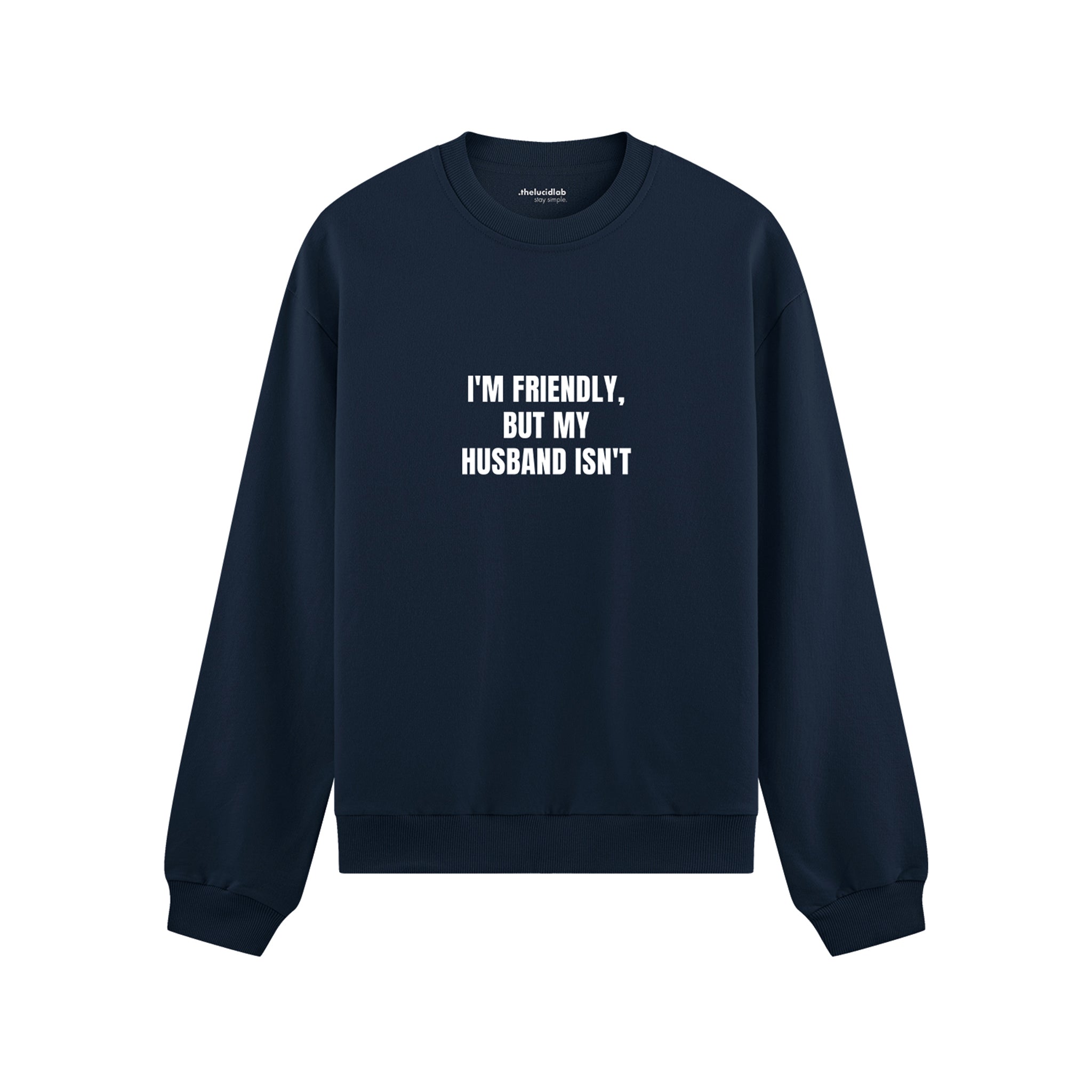 But My Husband Oversize Sweatshirt - Lacivert - ön görünüm