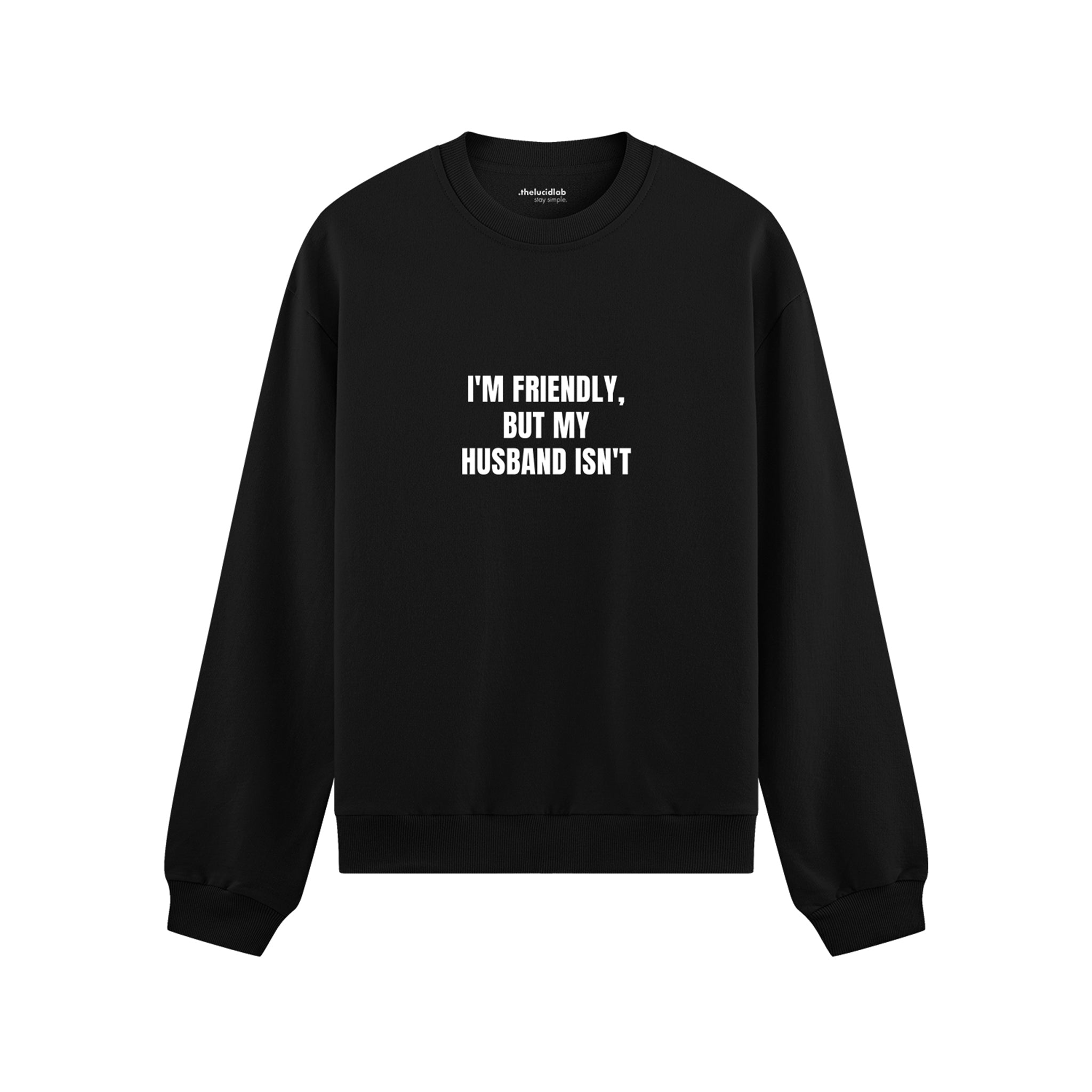 But My Husband Oversize Sweatshirt - Siyah - ön görünüm