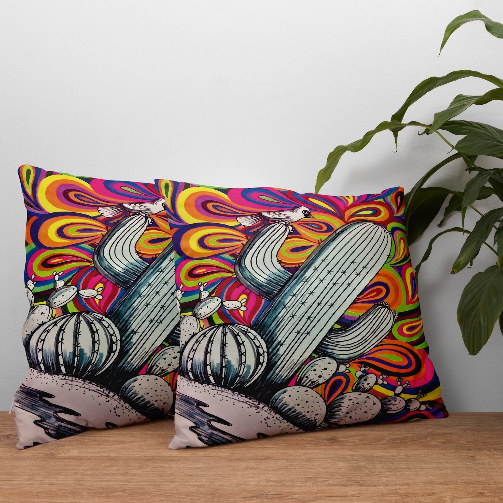 Cactus Çift Taraflı Kırlent Kılıfı 2 Adet