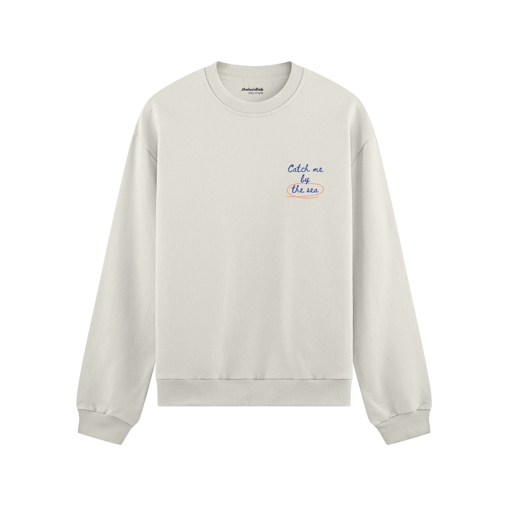 Catch Me By The Sea Oversize Sweatshirt - Beyaz - ön görünüm