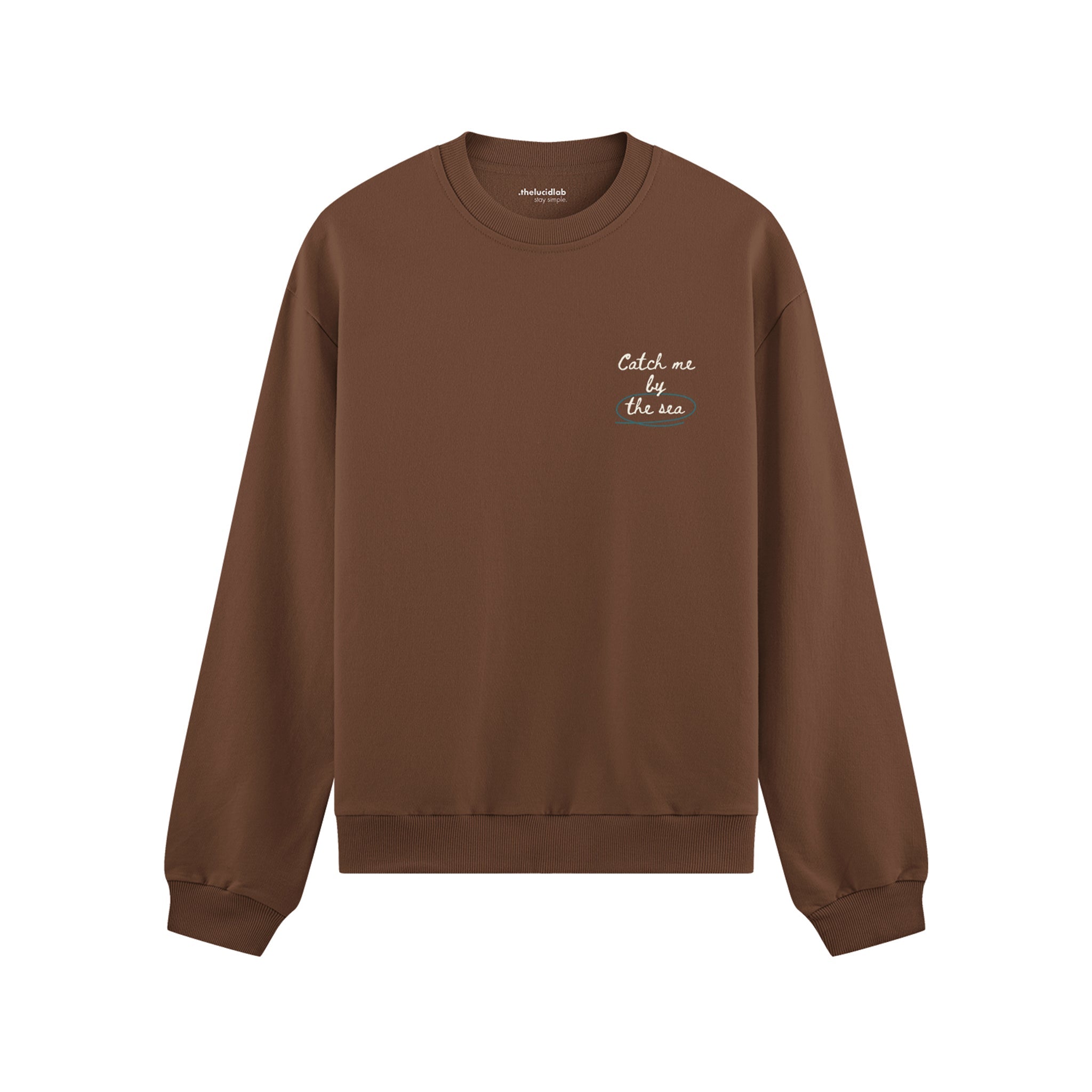 Catch Me By The Sea Oversize Sweatshirt - Kahverengi - ön görünüm