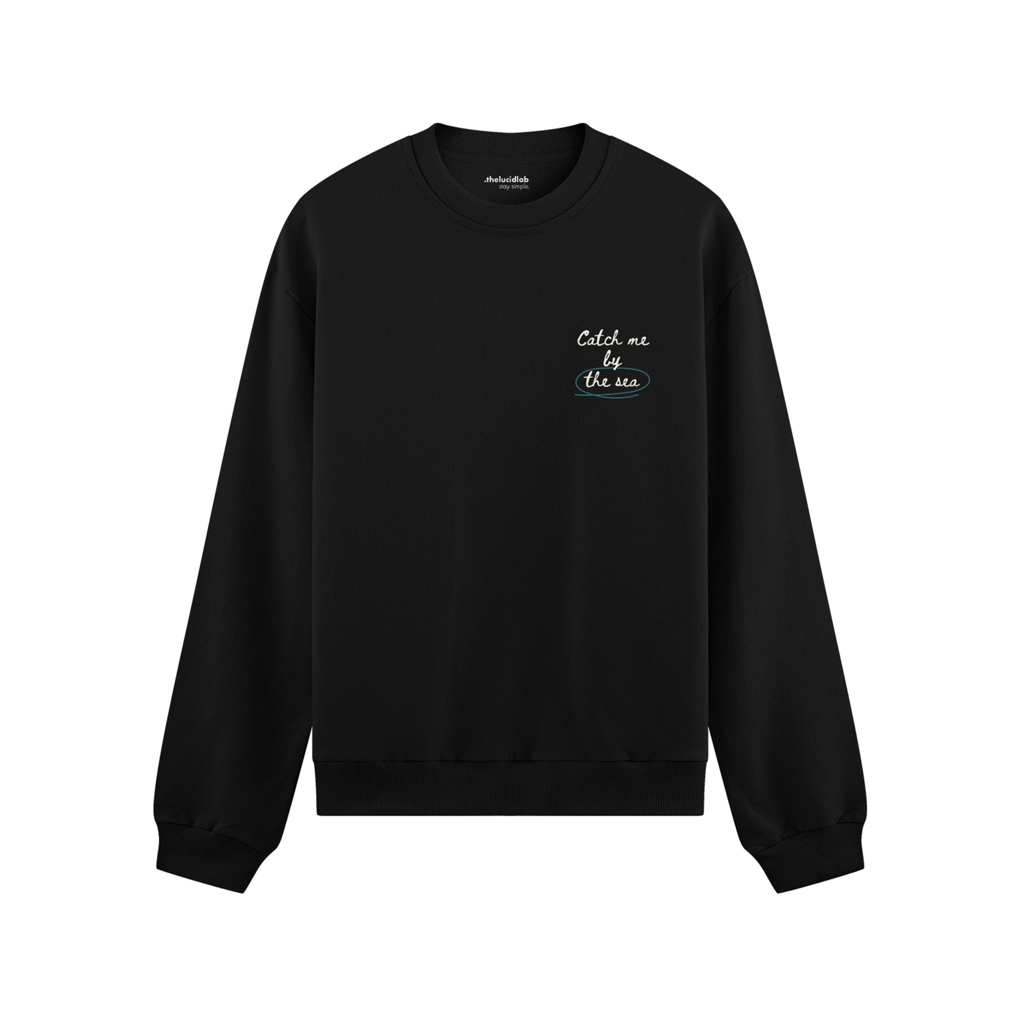 Catch Me By The Sea Oversize Sweatshirt - Siyah - ön görünüm