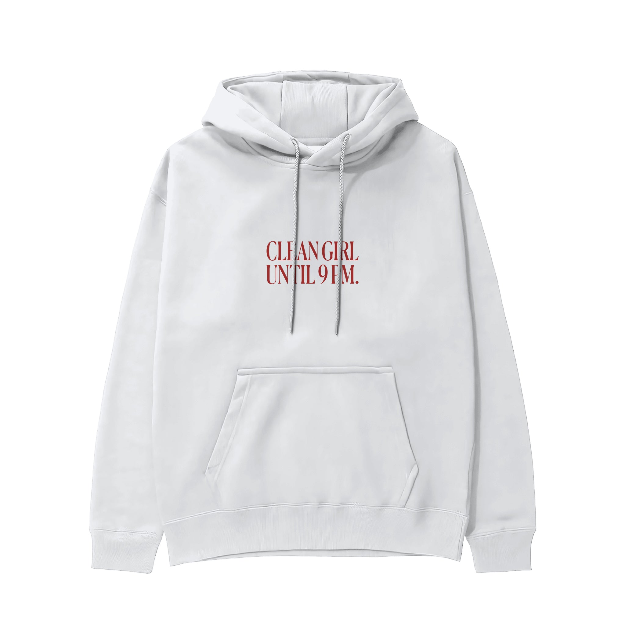 Clean Girl Until 9 PM Hoodie - Beyaz - ön görünüm