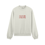 Clean Girl Until 9 PM Oversize Sweatshirt - Beyaz - ön görünüm