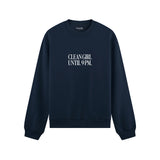 Clean Girl Until 9 PM Oversize Sweatshirt - Lacivert - ön görünüm