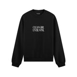 Clean Girl Until 9 PM Oversize Sweatshirt - Siyah - ön görünüm