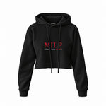 MILF / Man I Love Ferrari Crop Hoodie — Siyah — Ön baskı