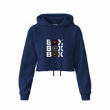 Box Box Box Crop Hoodie — Lacivert — Ön baskı