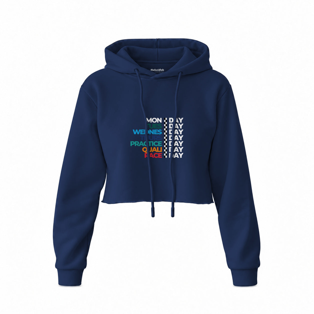 Formula 1 / Week Days Crop Hoodie — Lacivert — Ön baskı